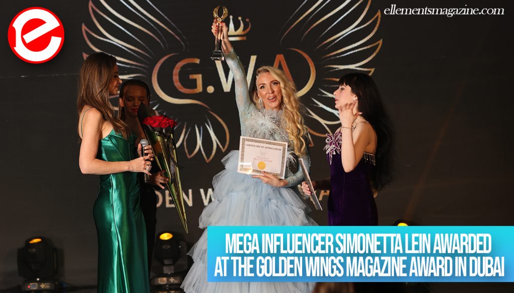 Mega Influencer Simonetta Lein awarded at the Golden Wings Magazine award in Dubai